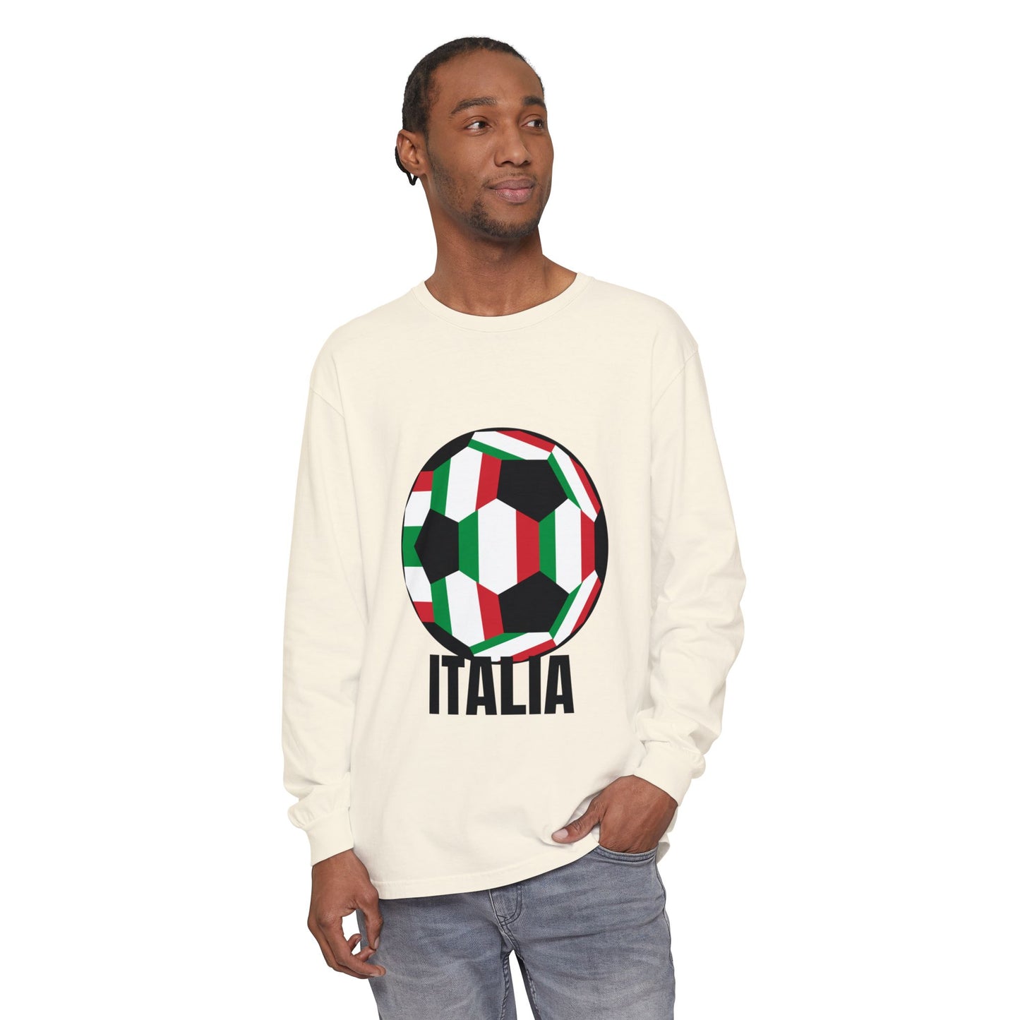 Italia Fan Specialty Soccer Ball Design Long Sleeve Tee
