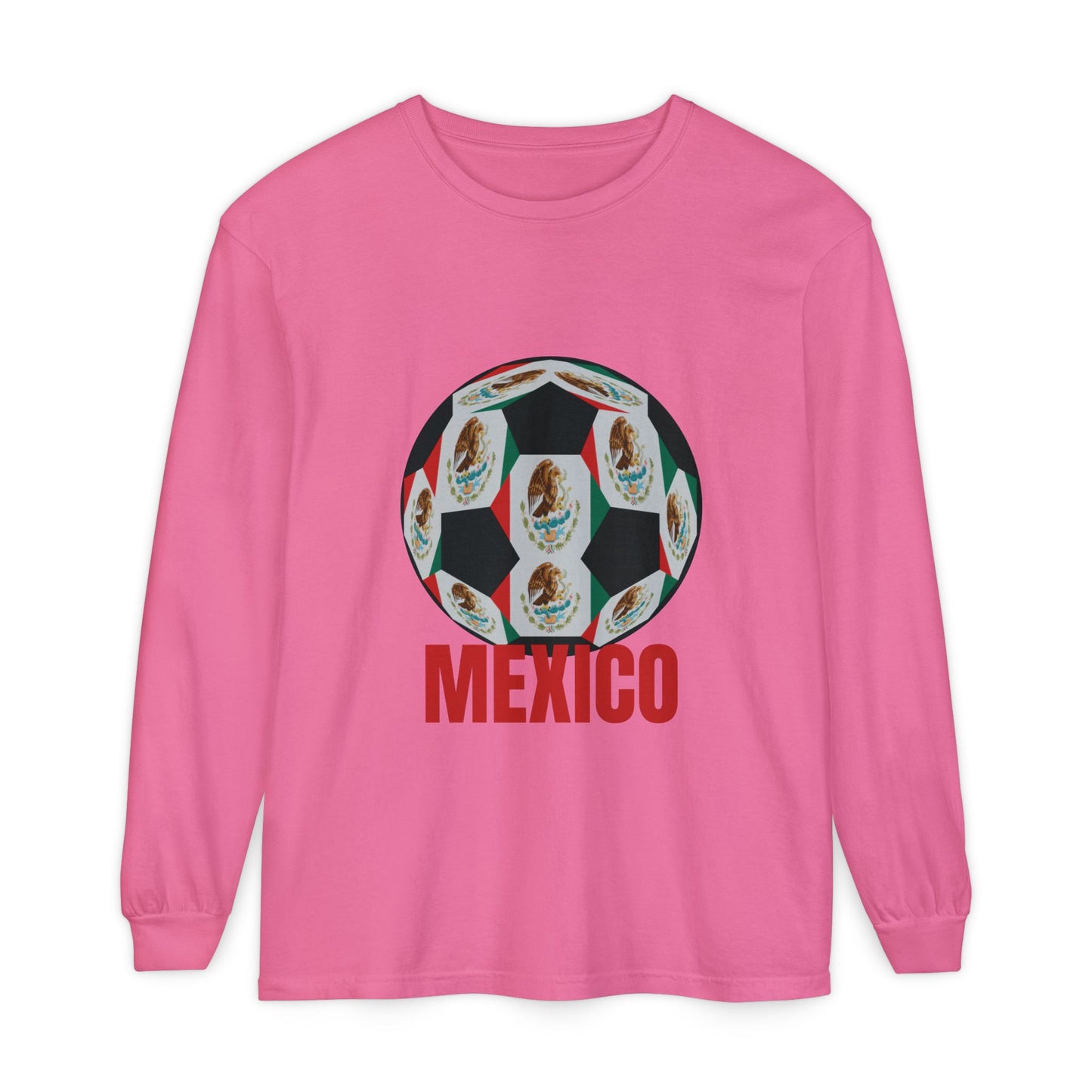 Mexico Fan Specialty Soccer Ball Design  Long Sleeve Tee