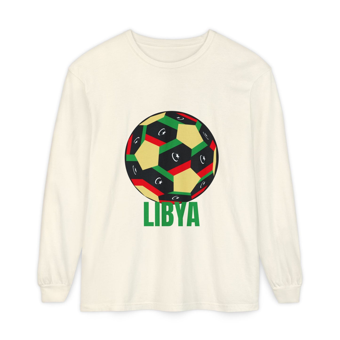 Libya Fan Specialty Soccer Ball Design Long Sleeve Tee
