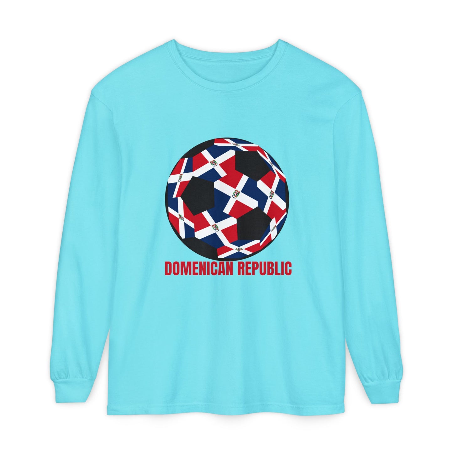 Domenican Republic Fan Specialty Soccer Ball Design Long Sleeve Tee