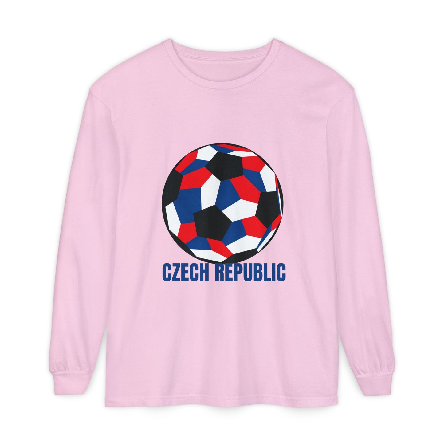 Czech Republic Fan Specialty Soccer Ball Design Long Sleeve T-Shirt