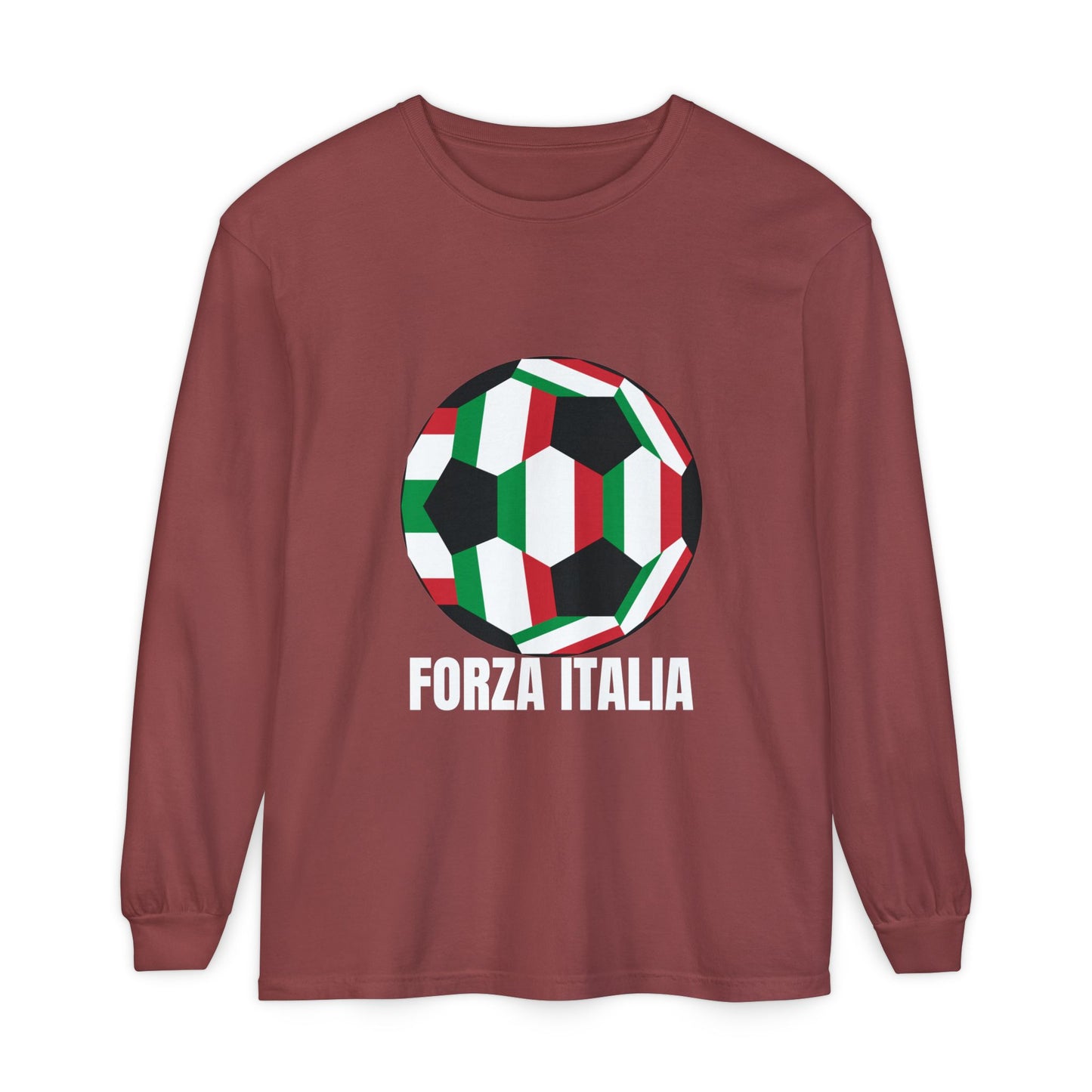 Forza Italia Fan Specialty Soccer Ball Design Long Sleeve Tee