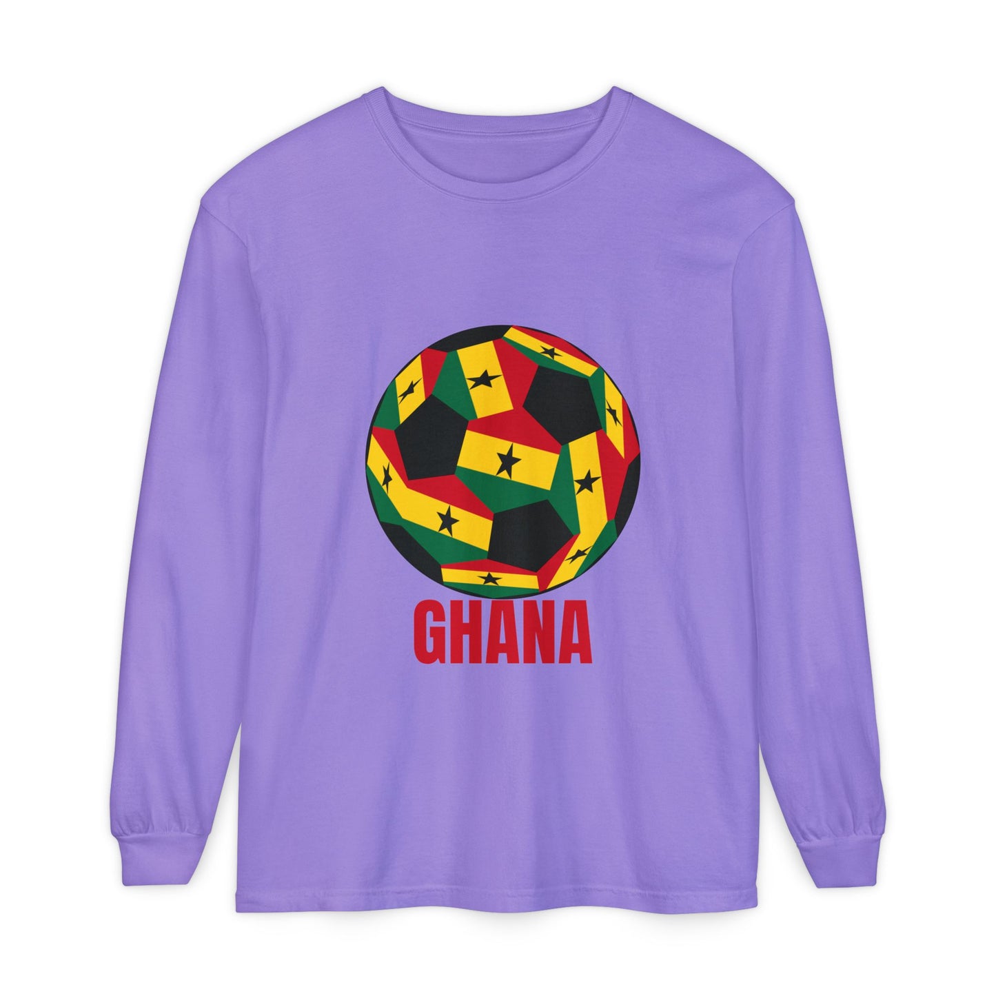 Ghana Fan Specialty Soccer Ball Design Long Sleeve Tee