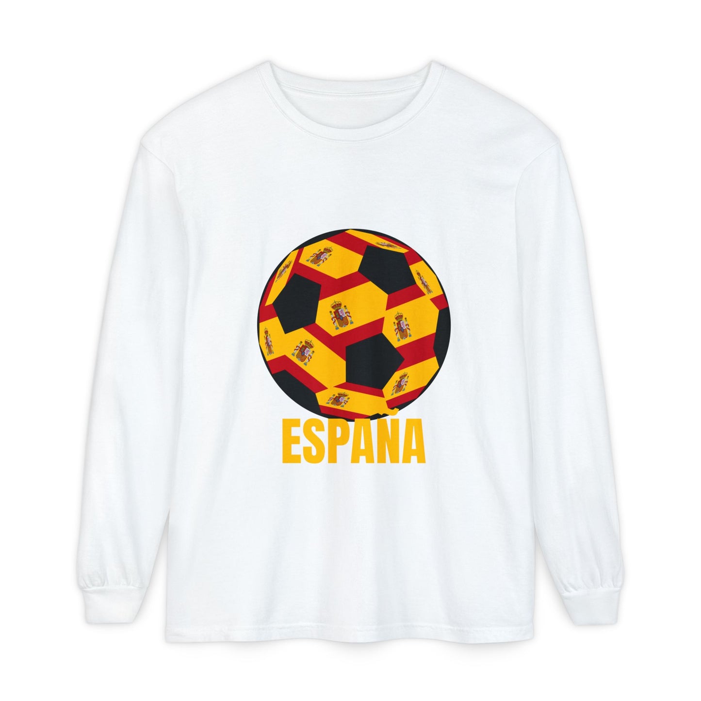 España Soccer Ball Long Sleeve Tee  Gold Text