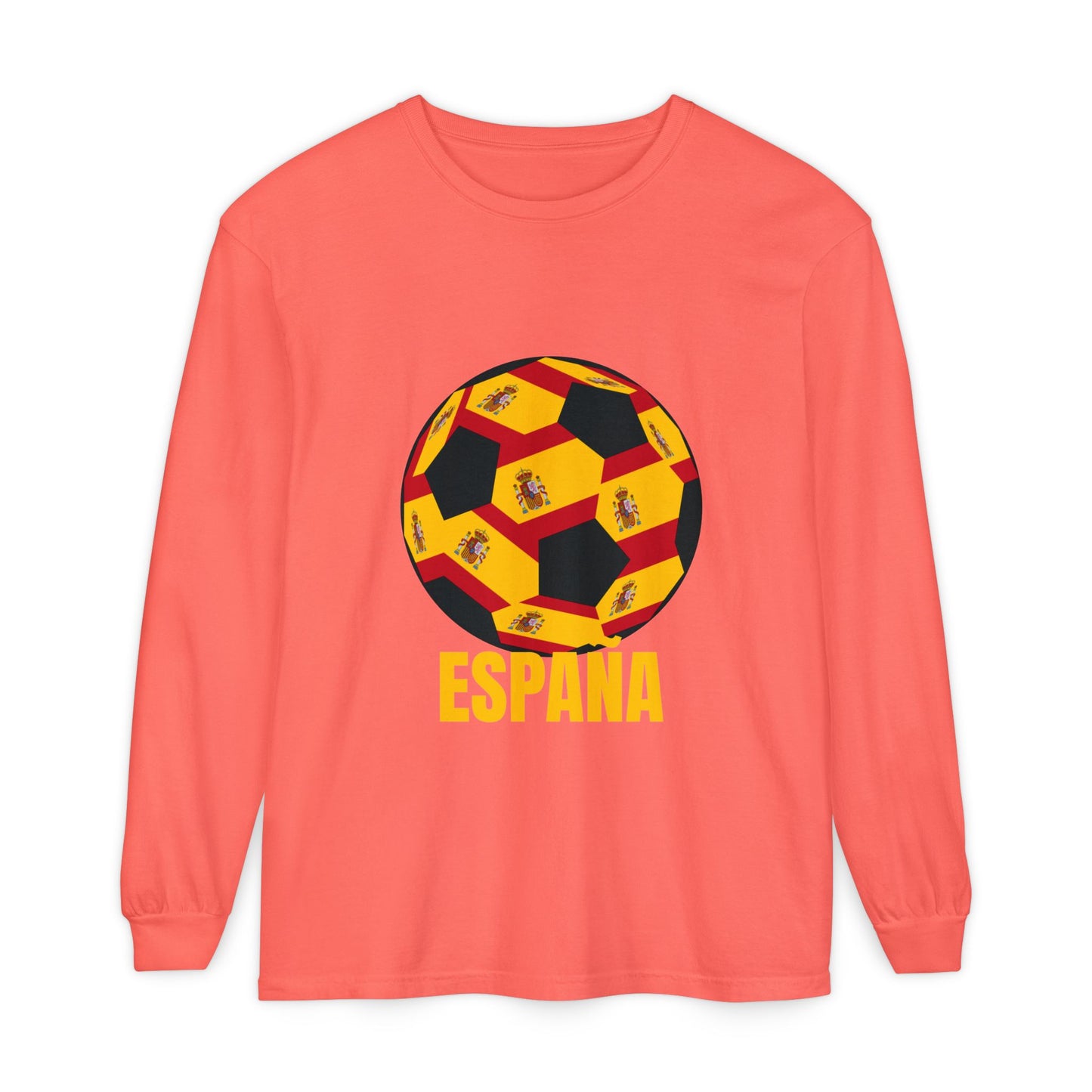 España Soccer Ball Long Sleeve Tee  Gold Text
