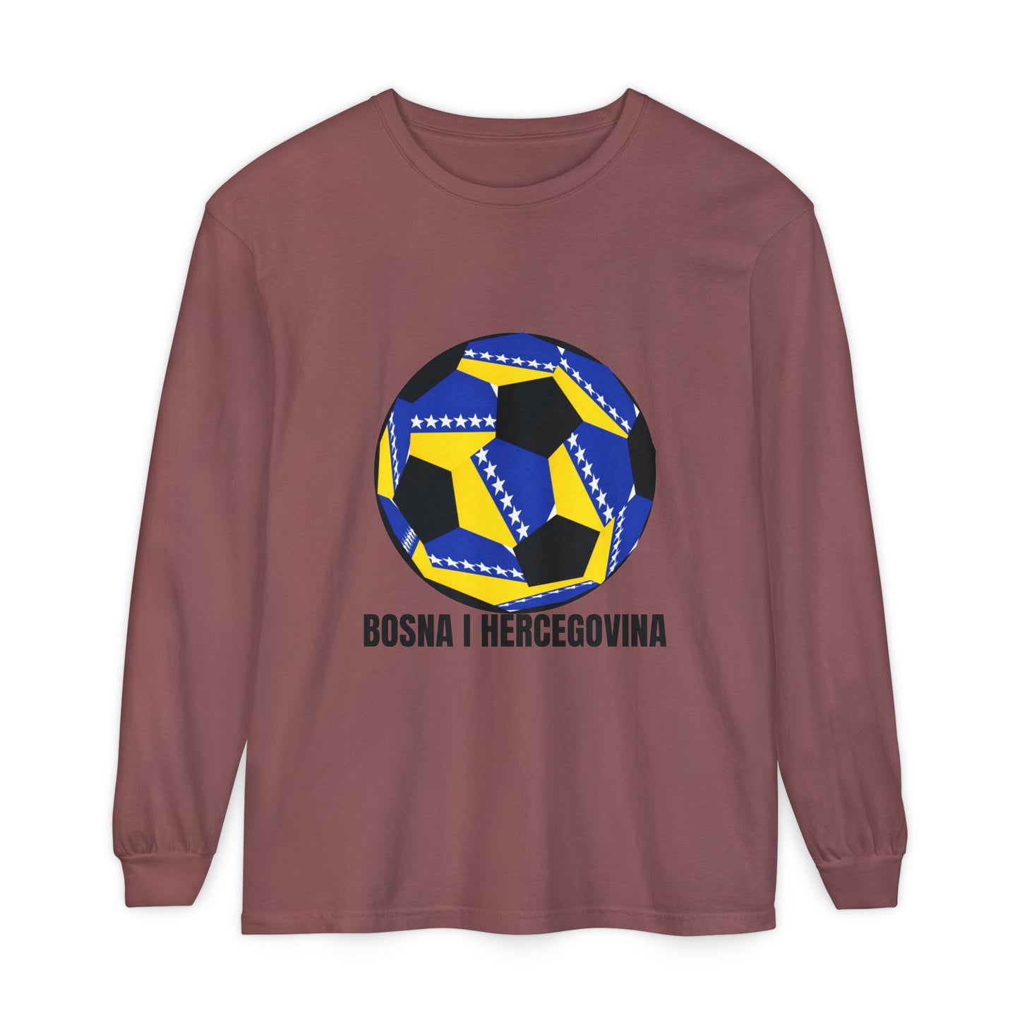 Bosnia Herzegovina Fan Specialty Soccer Ball Design Long Sleeve Tee