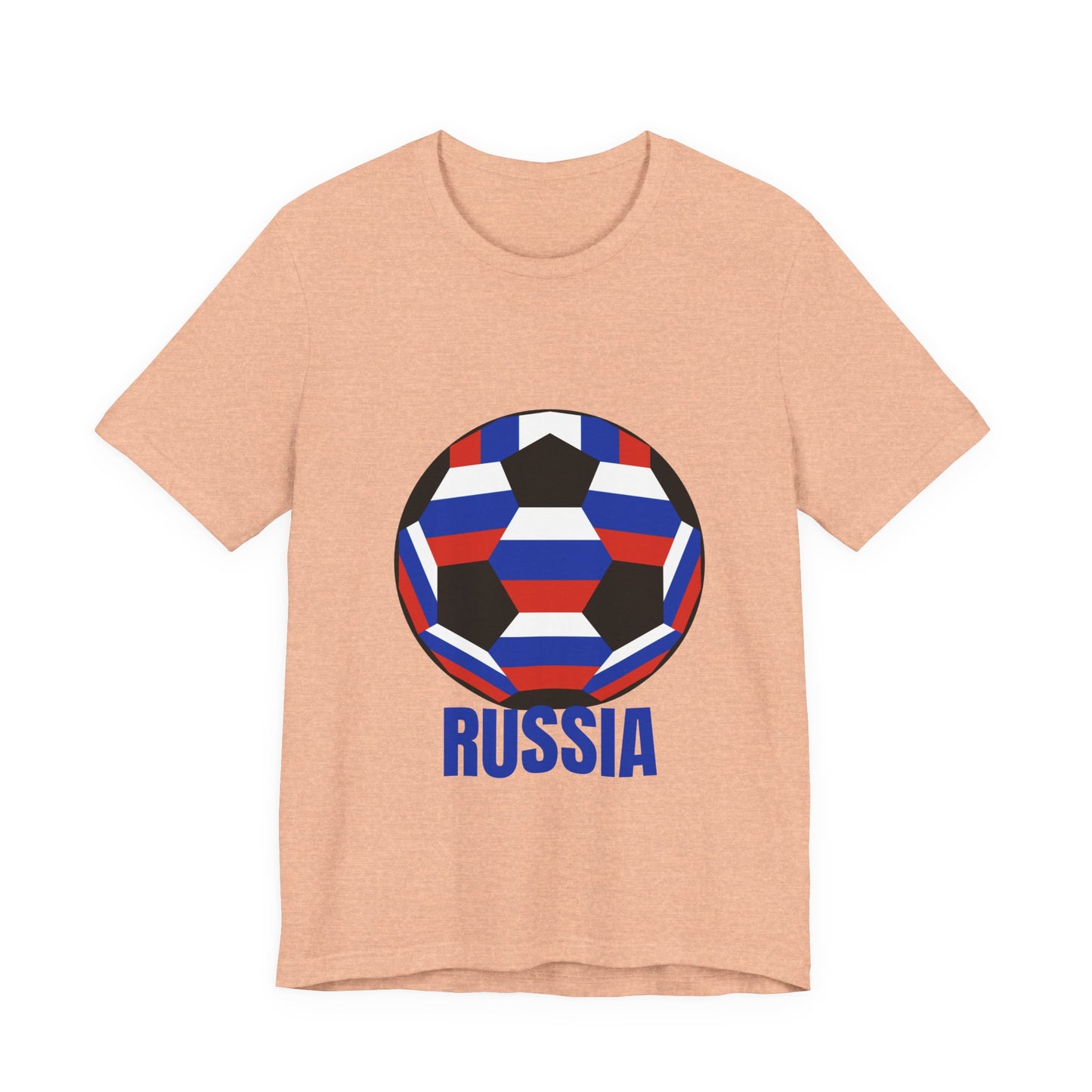 Russia Fan Specialty Soccer Ball Design T Shirt Blue Text