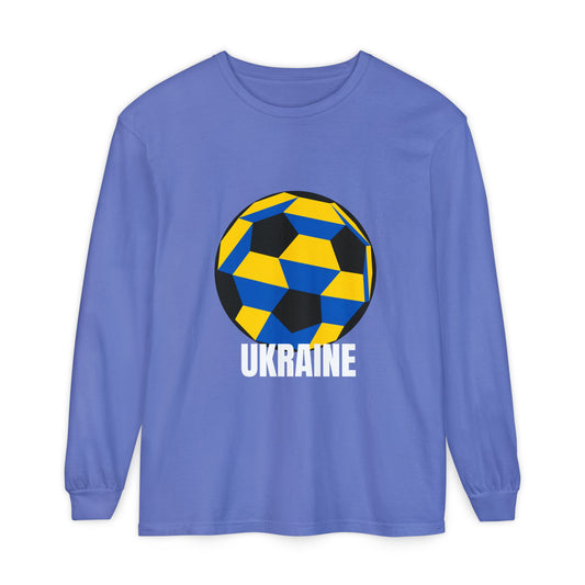 Ukraine Fan Specialty Soccer Ball Design  Long Sleeve Tee