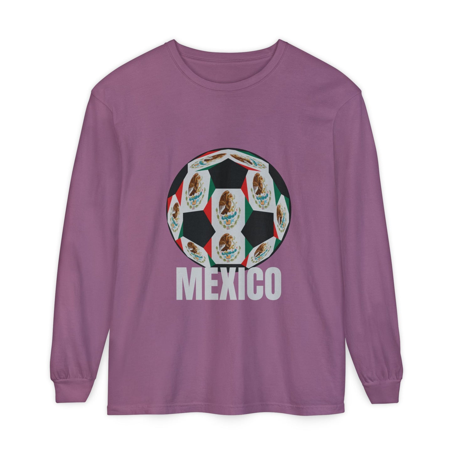 Mexico Fan Specialty Soccer Ball Design Long Sleeve Tee
