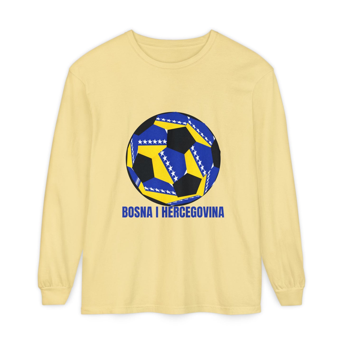 Bosnia Herzegovina Fan Specialty Soccer Ball Design Long Sleeve Tee