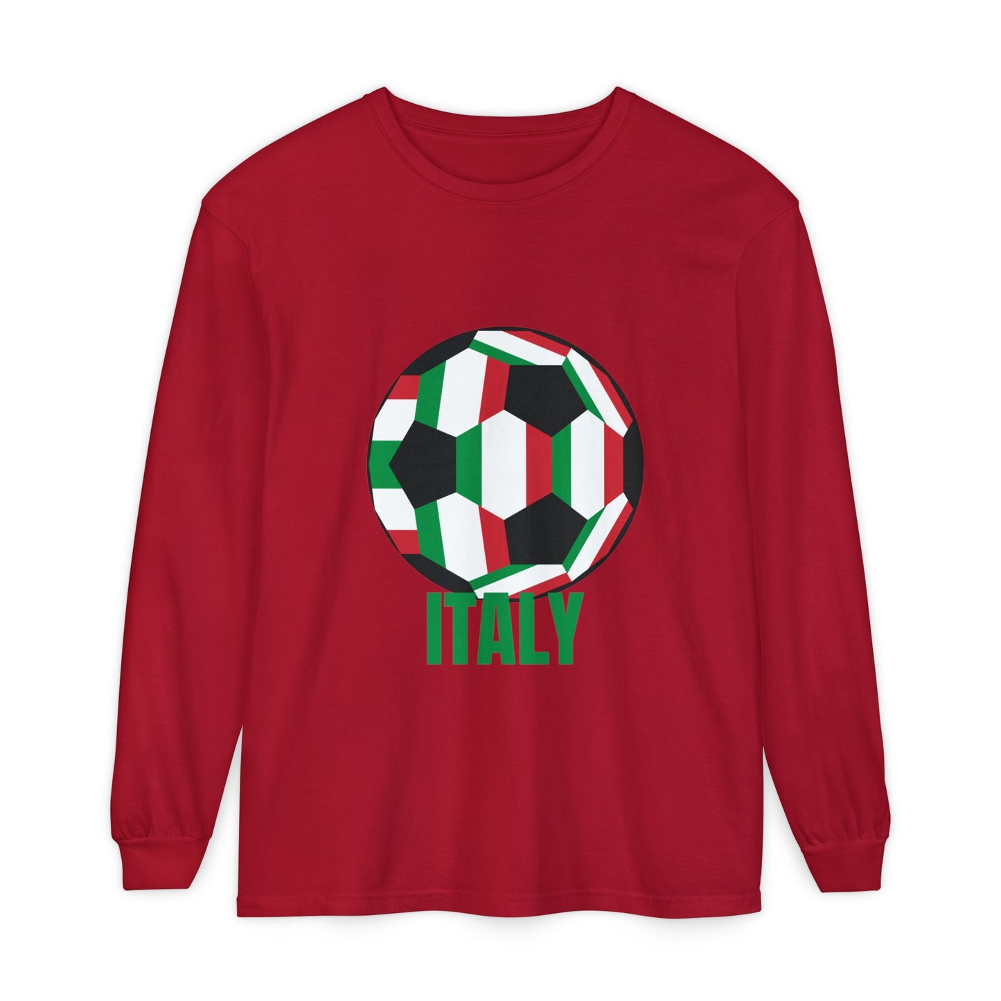 Italy Fan Specialty Soccer Ball Design Long Sleeve Tee