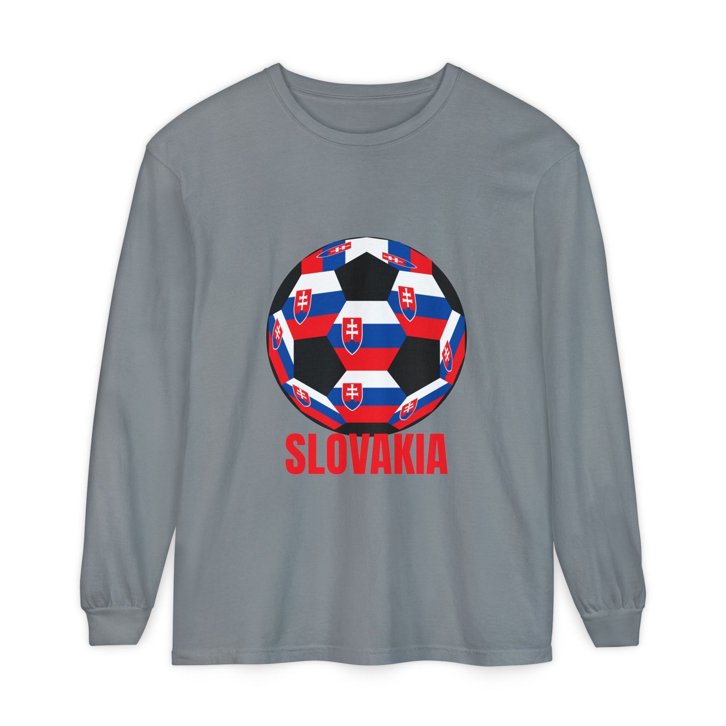 Slovakia Fan Specialty Soccer Ball Design Long Sleeve Tee