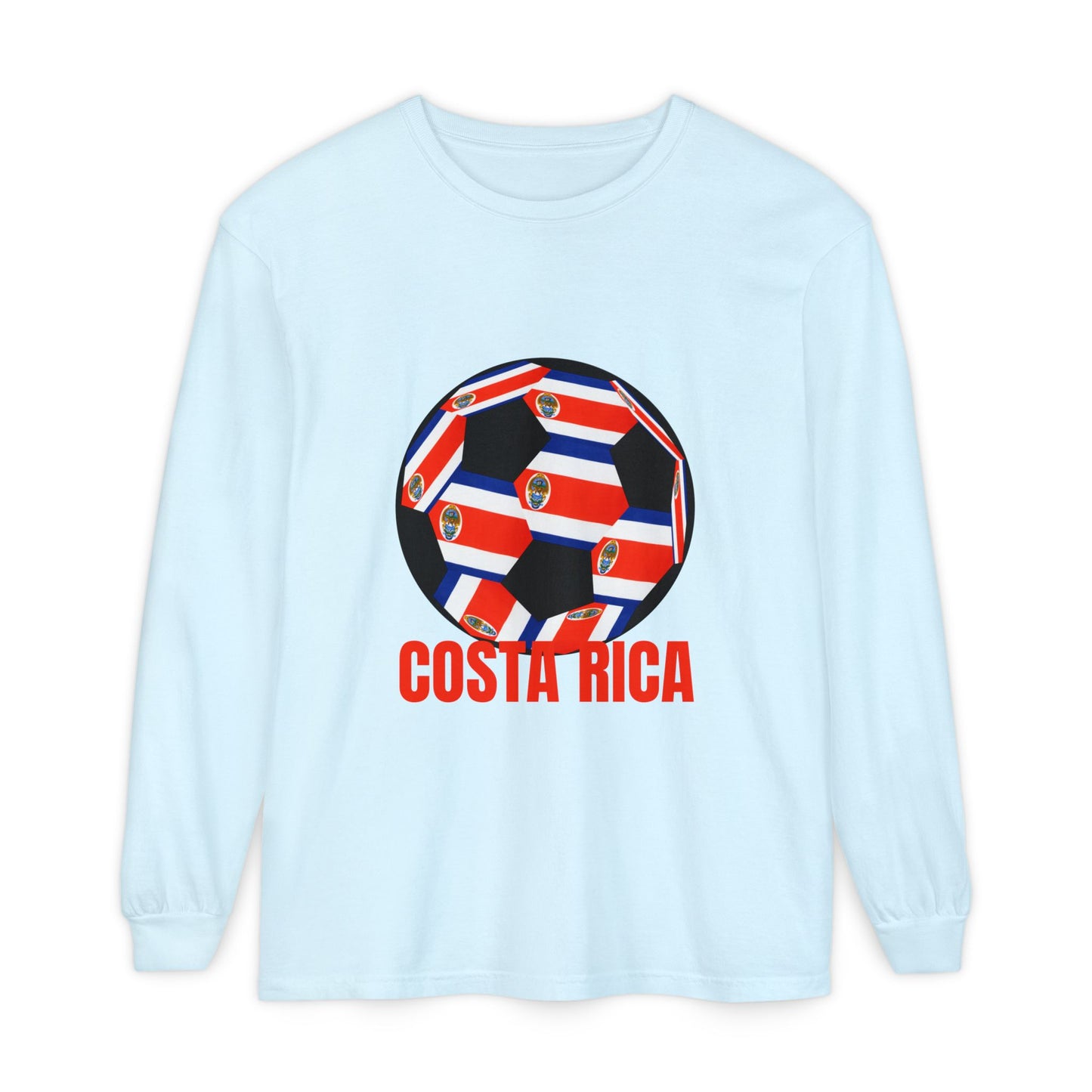 Costa Rica Fan Specialty Soccer Ball Design Long Sleeve Tee