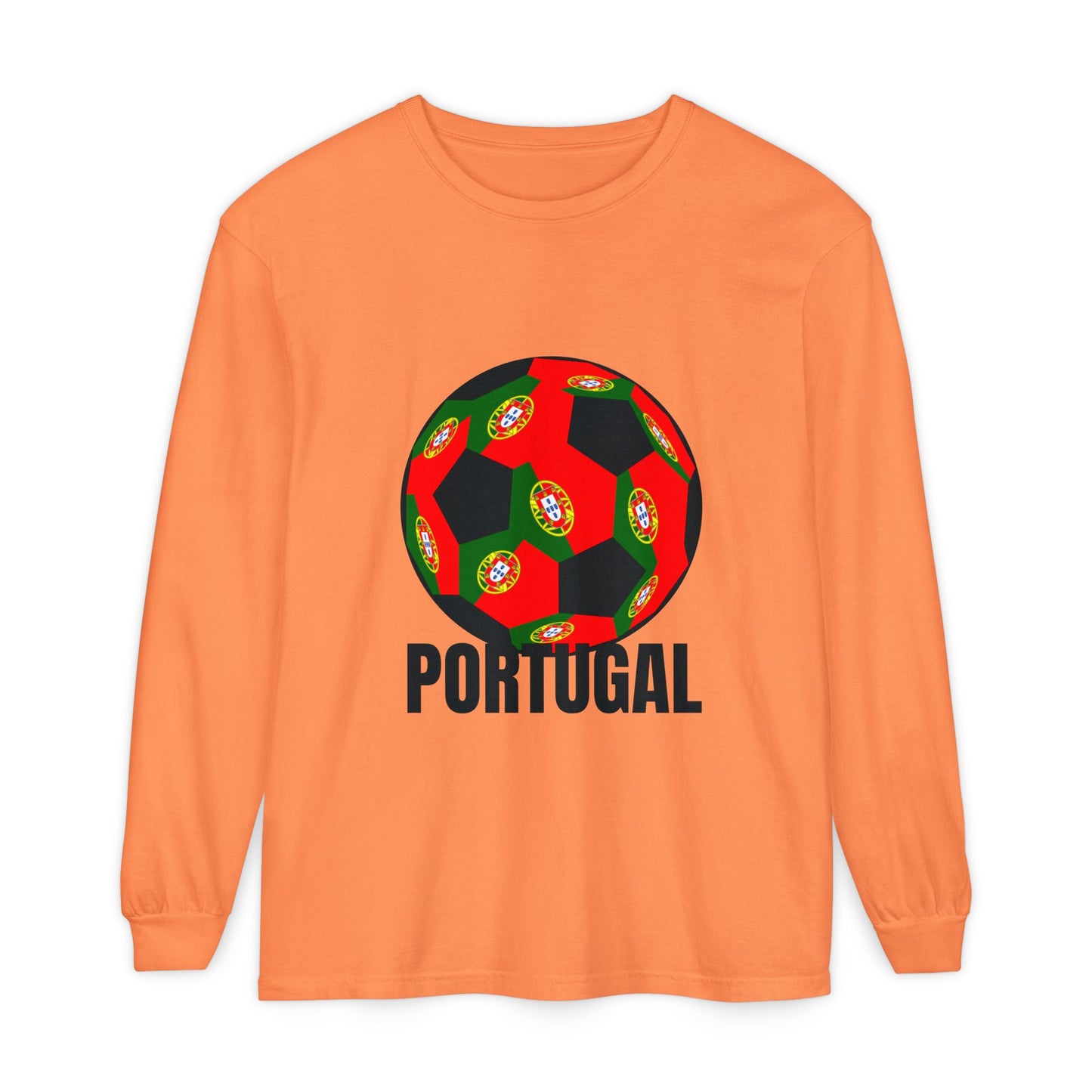 Portugal Fan Specialty Soccer Ball Design Long Sleeve Tee