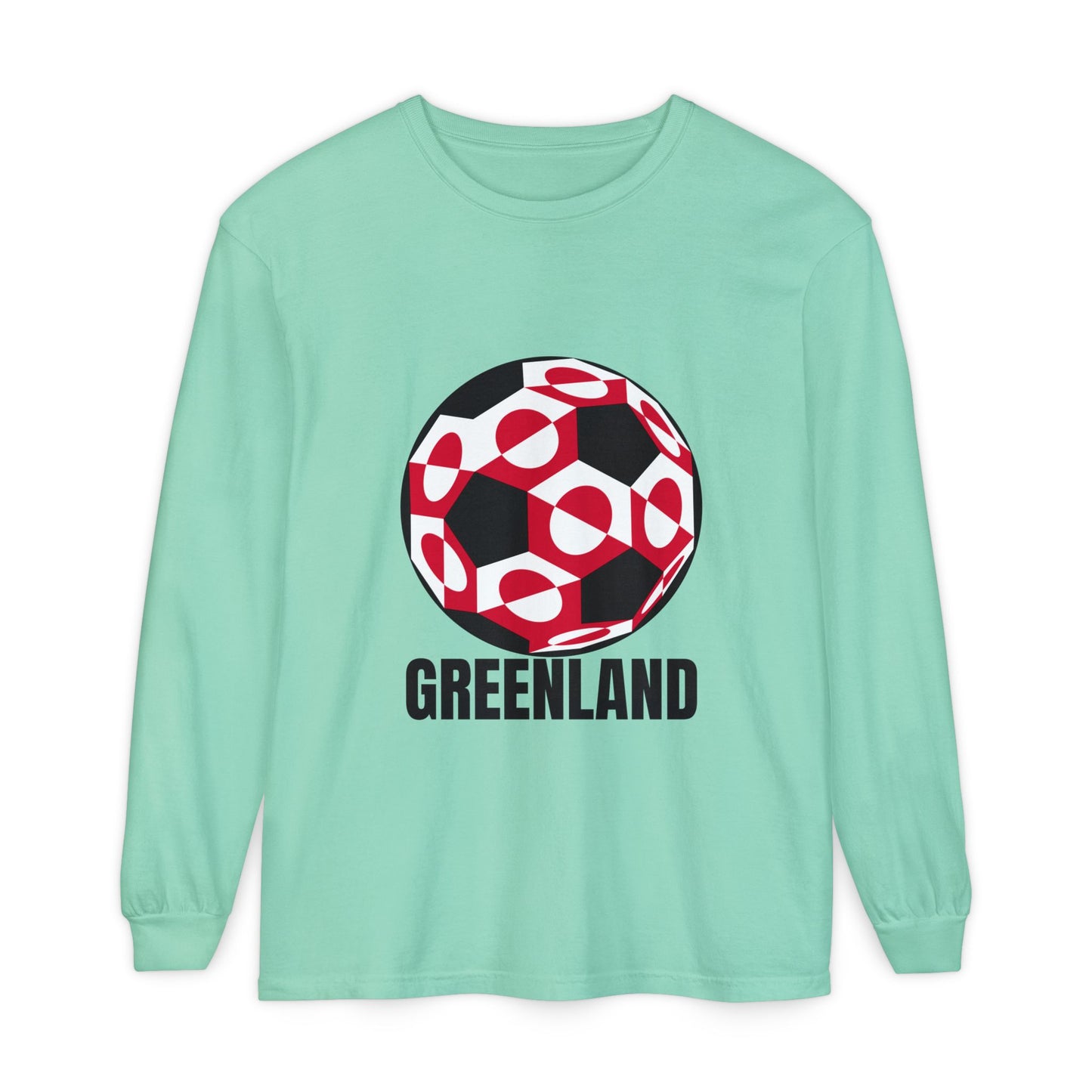 Greenland Fan Specialty Soccer Ball Design Long Sleeve Tee