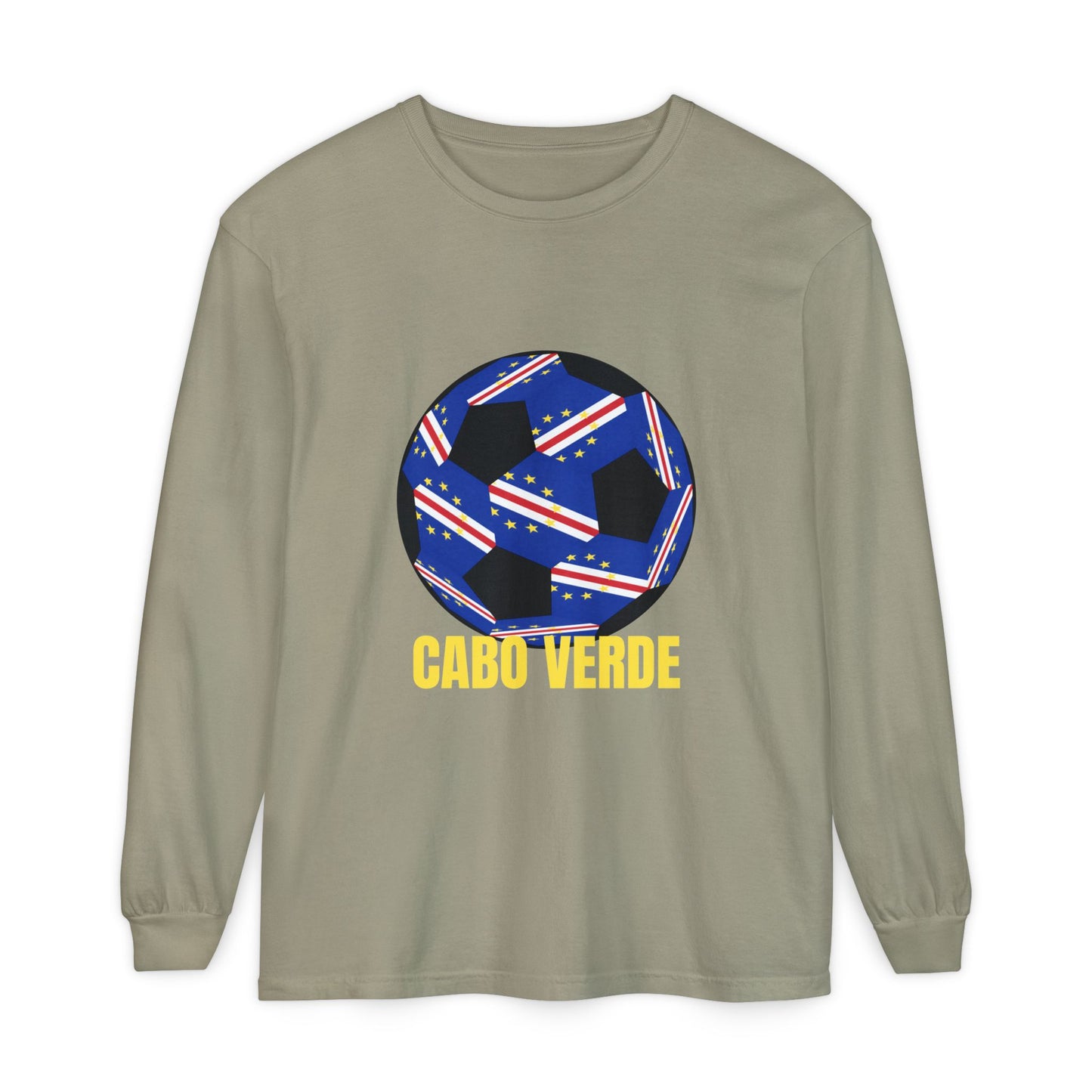 Cabo Verde Fan Specialty Soccer Ball Design T Shirt Long Sleeve Tee