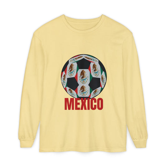 Mexico Fan Specialty Soccer Ball Design  Long Sleeve Tee