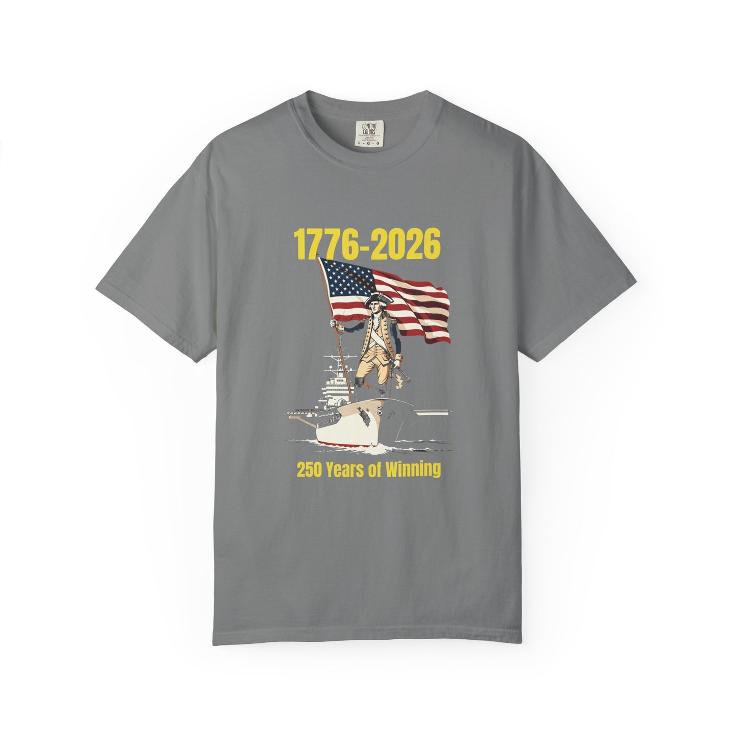 George Washington on an Aircraft Carrier with an American Flag T-shirt | 250 Years of Winning