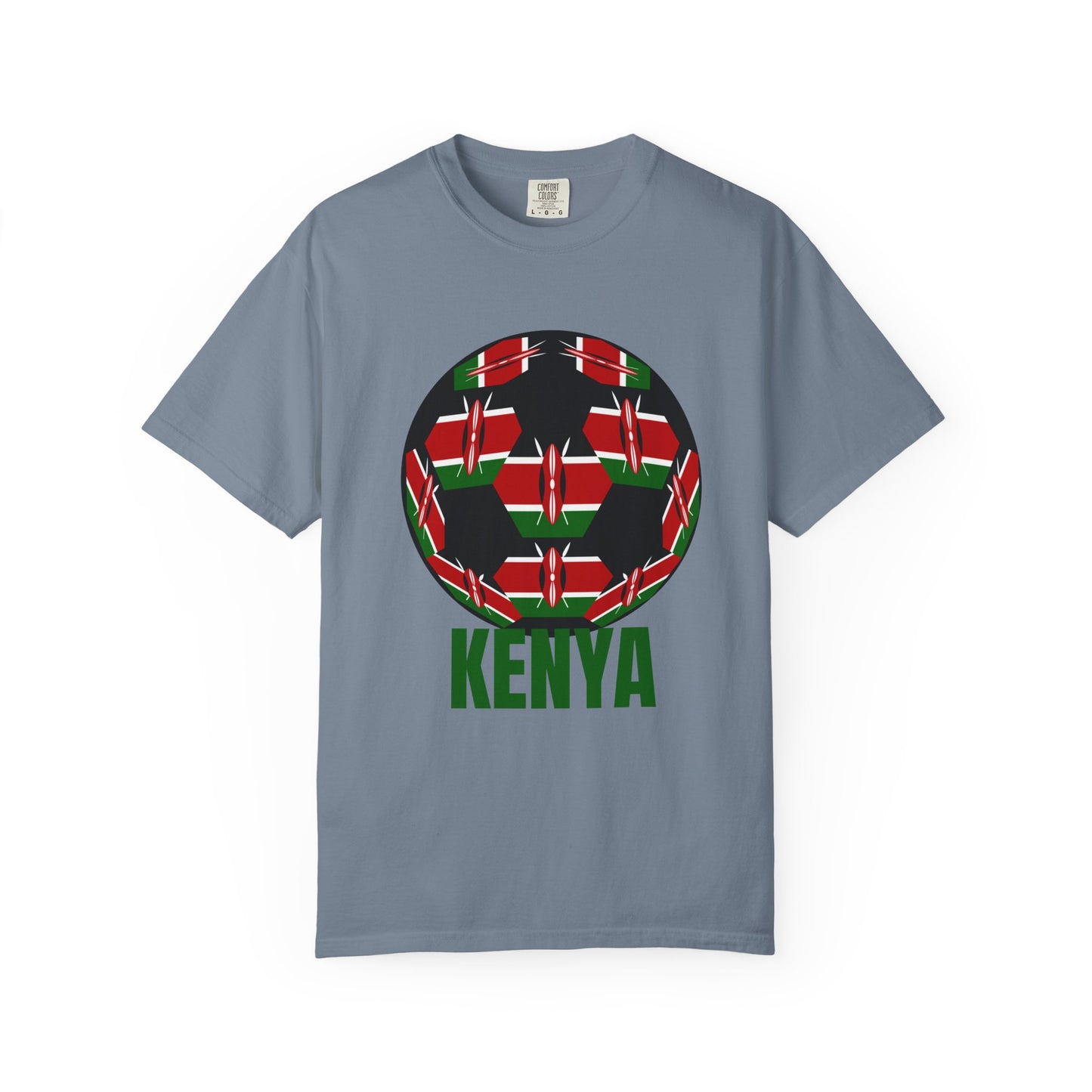 Kenya Fan Specialty Soccer Ball Design T Shirt Green Print