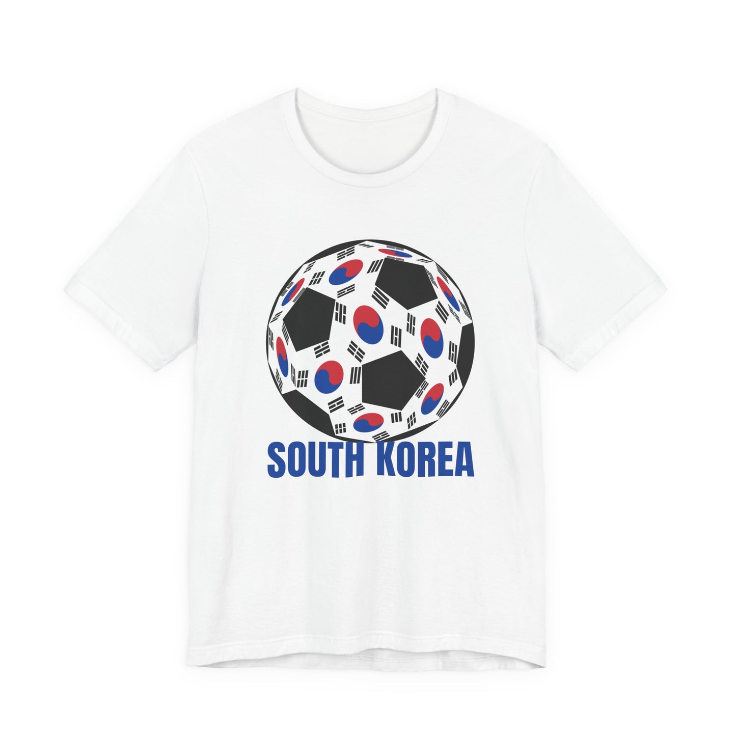 South Korea Fan Specialty Soccer Ball Design T Shirt Tee Blue Text