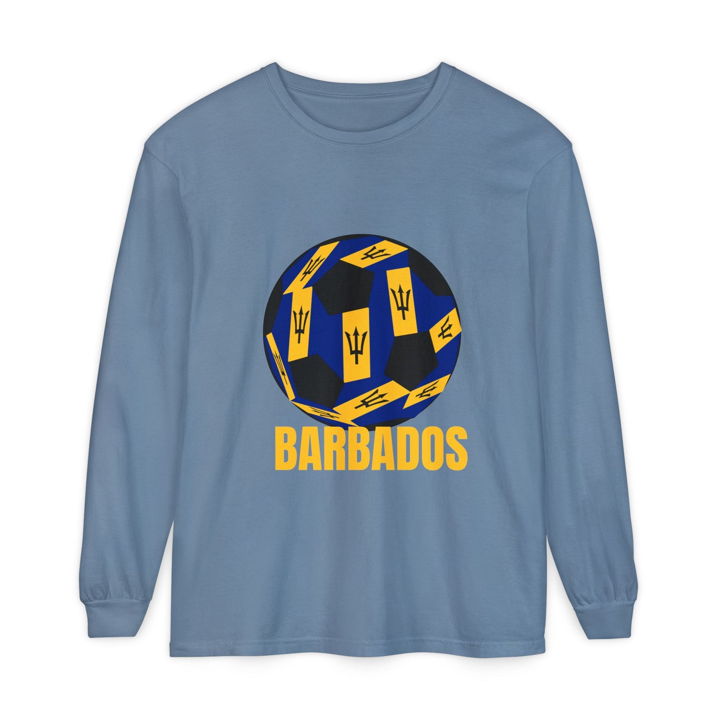 Barbados Fan Specialty Soccer Ball Design Long Sleeve Shirt