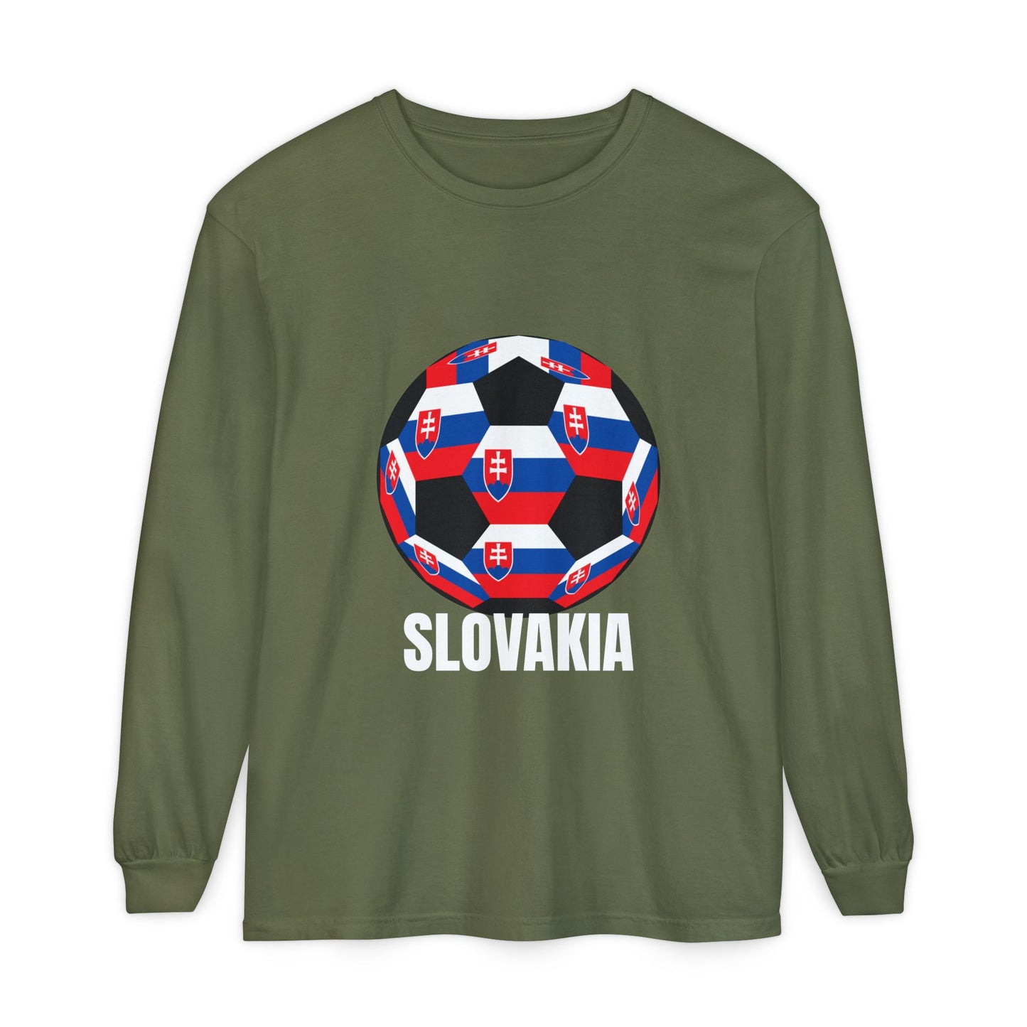 Slovakia Fan Specialty Soccer Ball Design Long Sleeve Shirt
