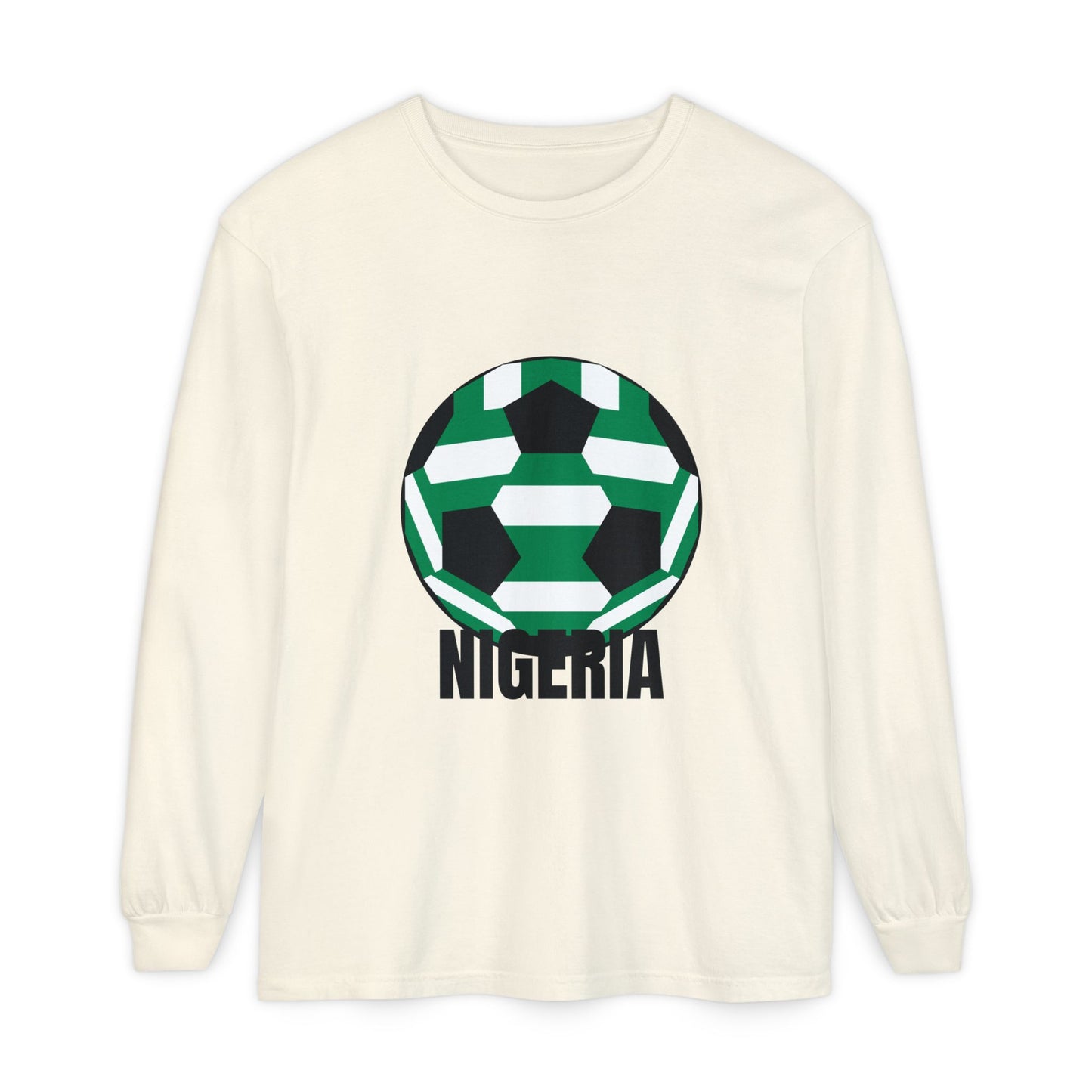 Nigeria Fan Specialty Soccer Ball Design Long Sleeve Shirt