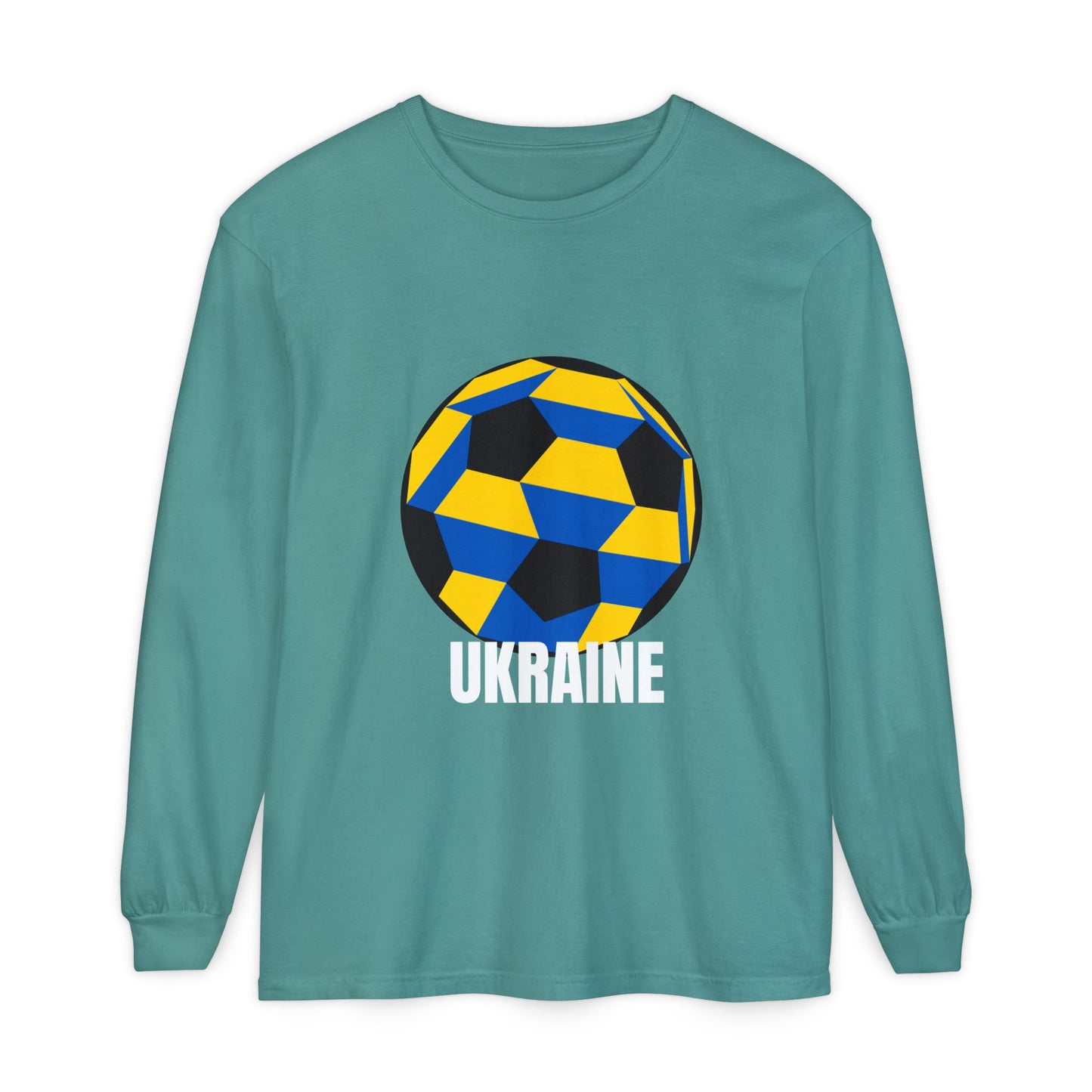 Ukraine Fan Specialty Soccer Ball Design  Long Sleeve Tee