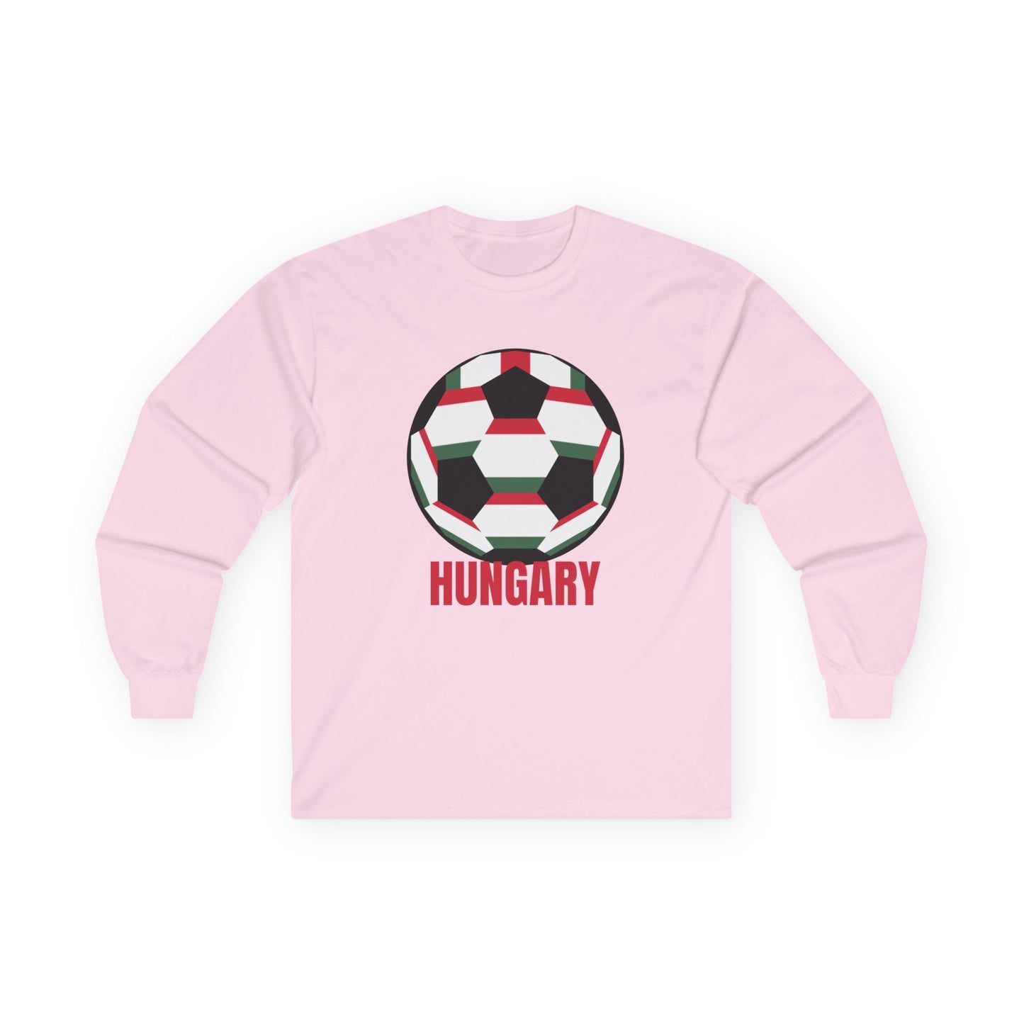Fan Specialty Soccer Ball Design Long Sleeve T  Red Text