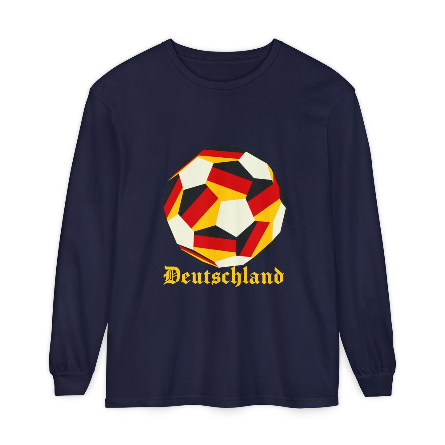 Deutschland Fan Specialty Soccer Ball Design Long Sleeve Tee