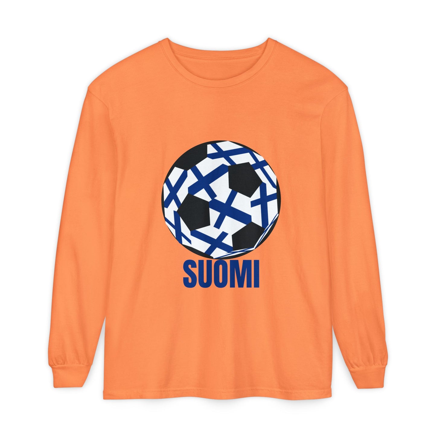 Suomi Fan Specialty Soccer Ball Design Long Sleeve Tee