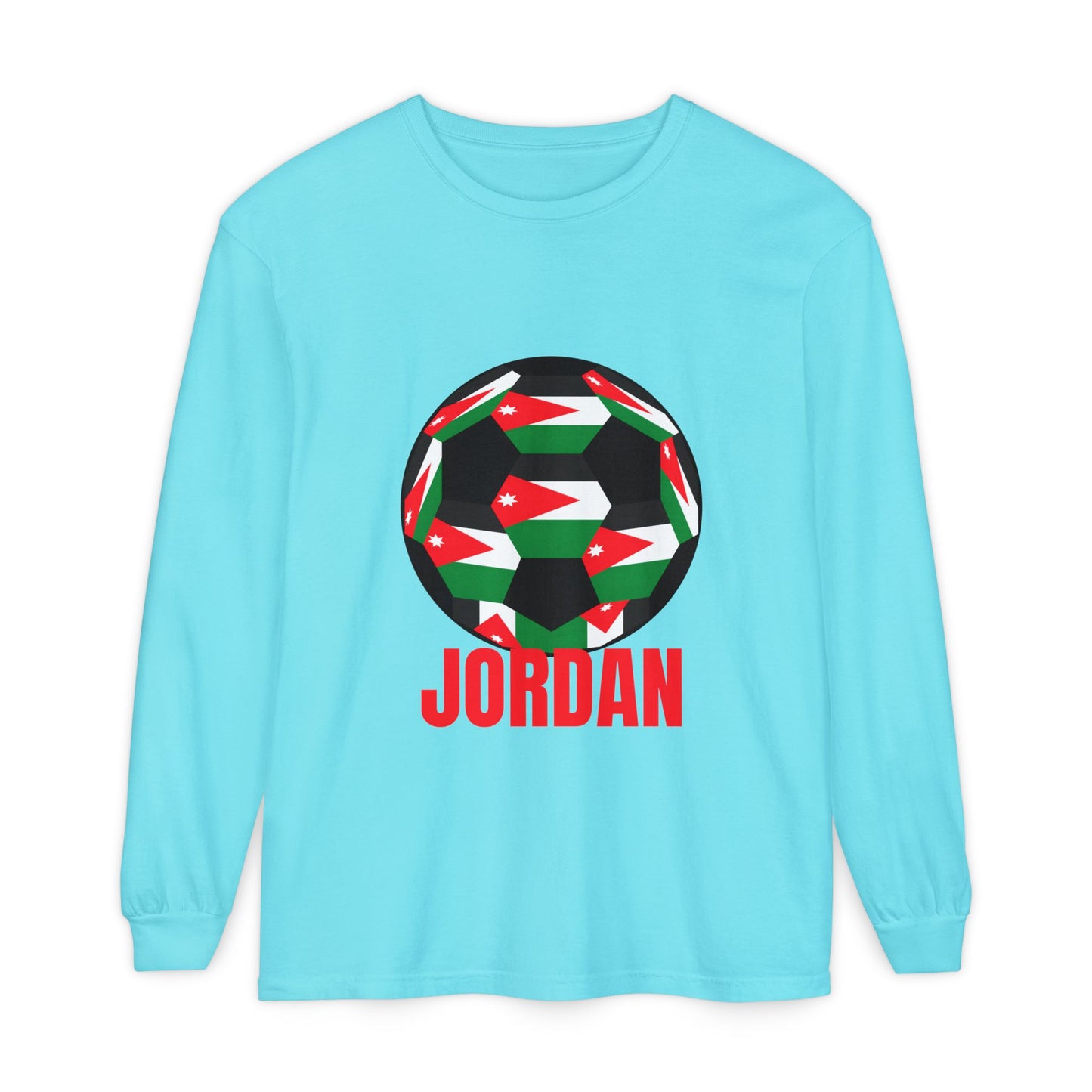 Jordan Fan Specialty Soccer Ball Design T Shirt Long Sleeve Tee