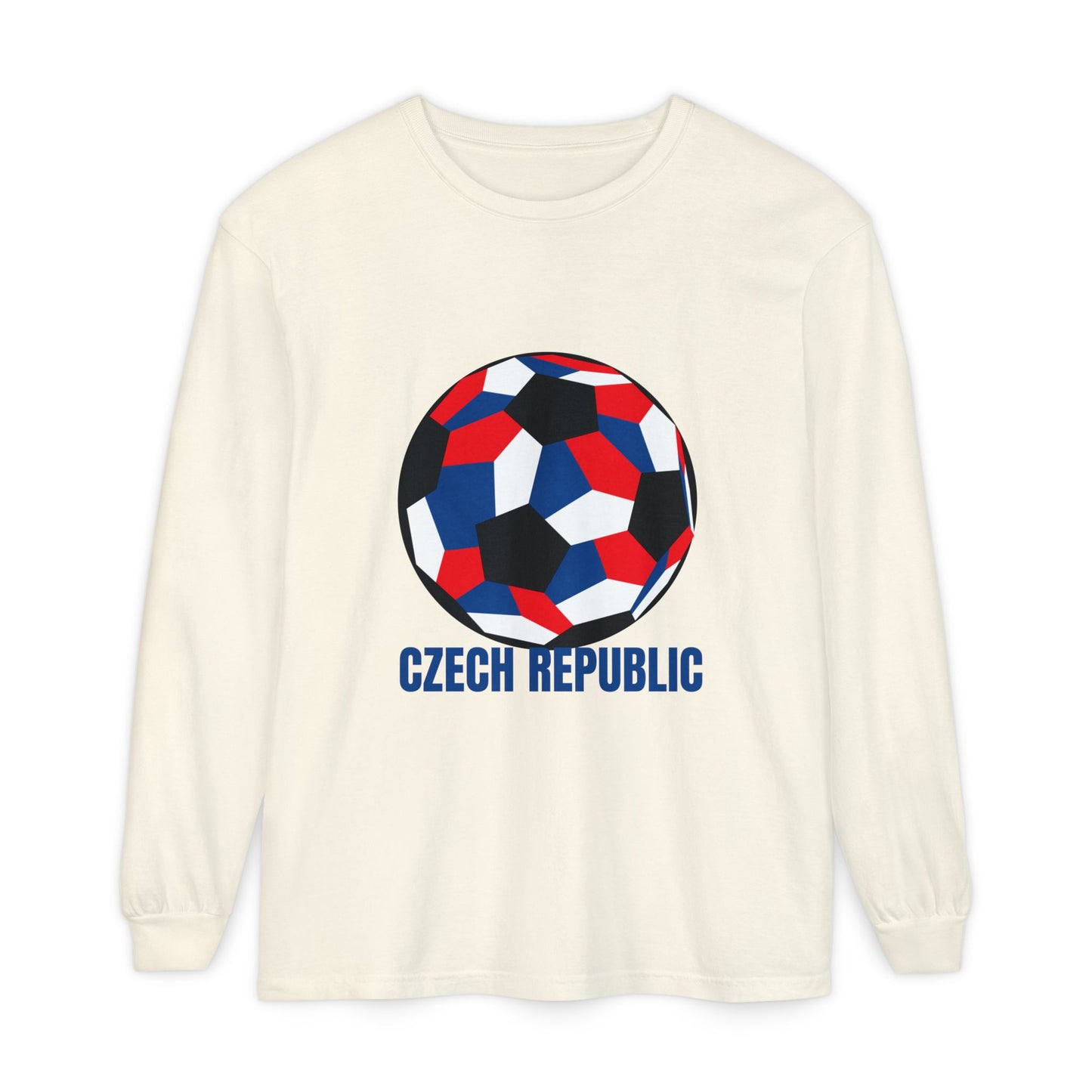Czech Republic Fan Specialty Soccer Ball Design Long Sleeve T-Shirt
