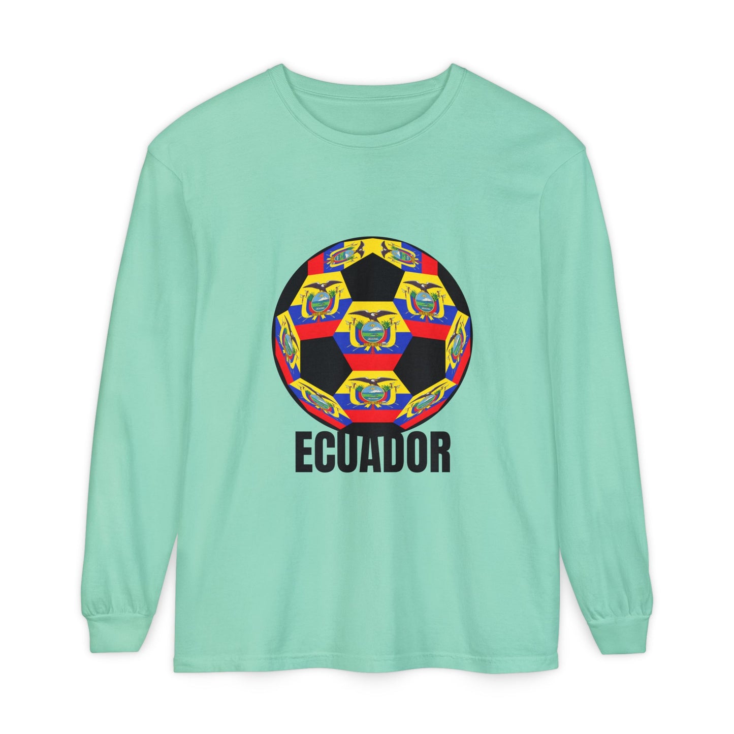 Ecuador Fan Specialty Soccer Ball Design Ball Long Sleeve Tee