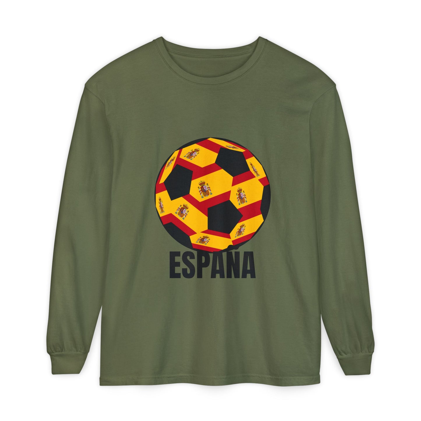 España Soccer Ball Design Long Sleeve Tee Black Text