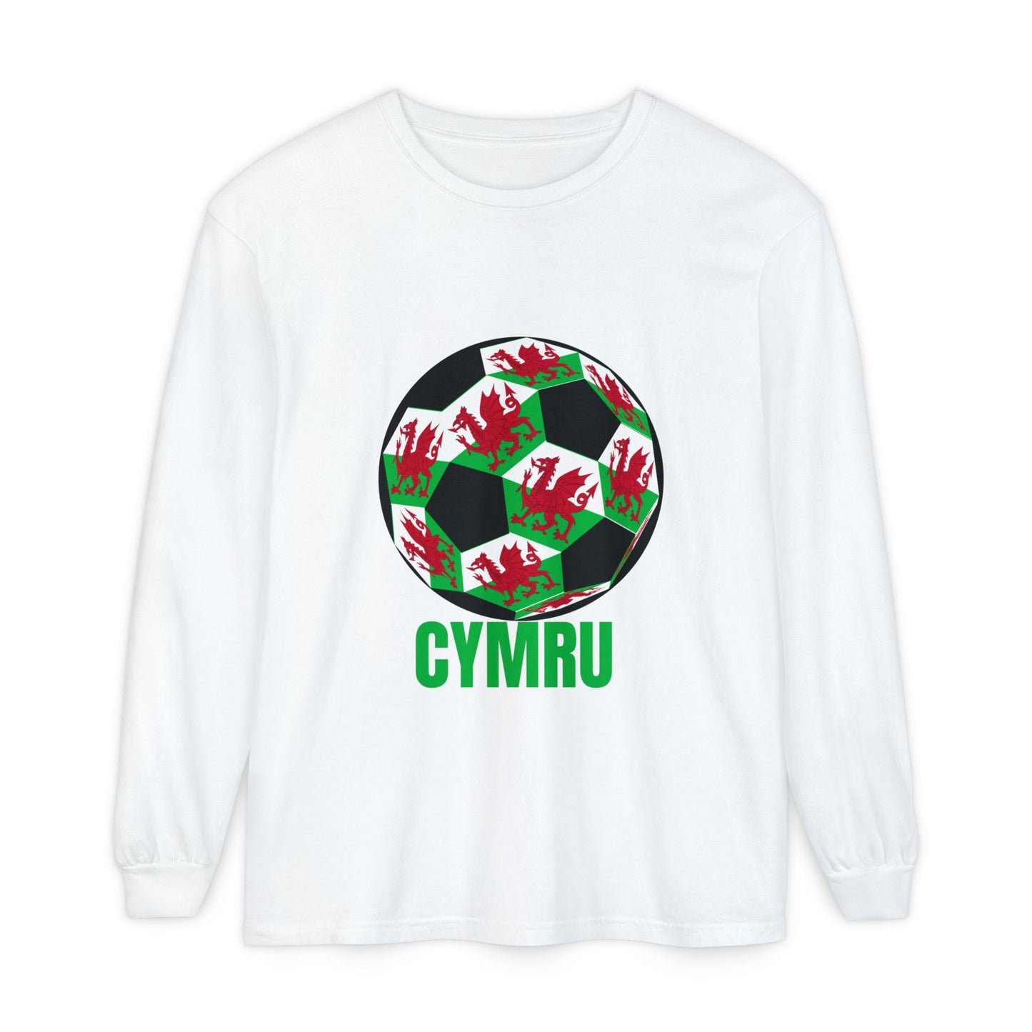Cymru Fan Specialty Soccer Ball Design Long Sleeve Tee