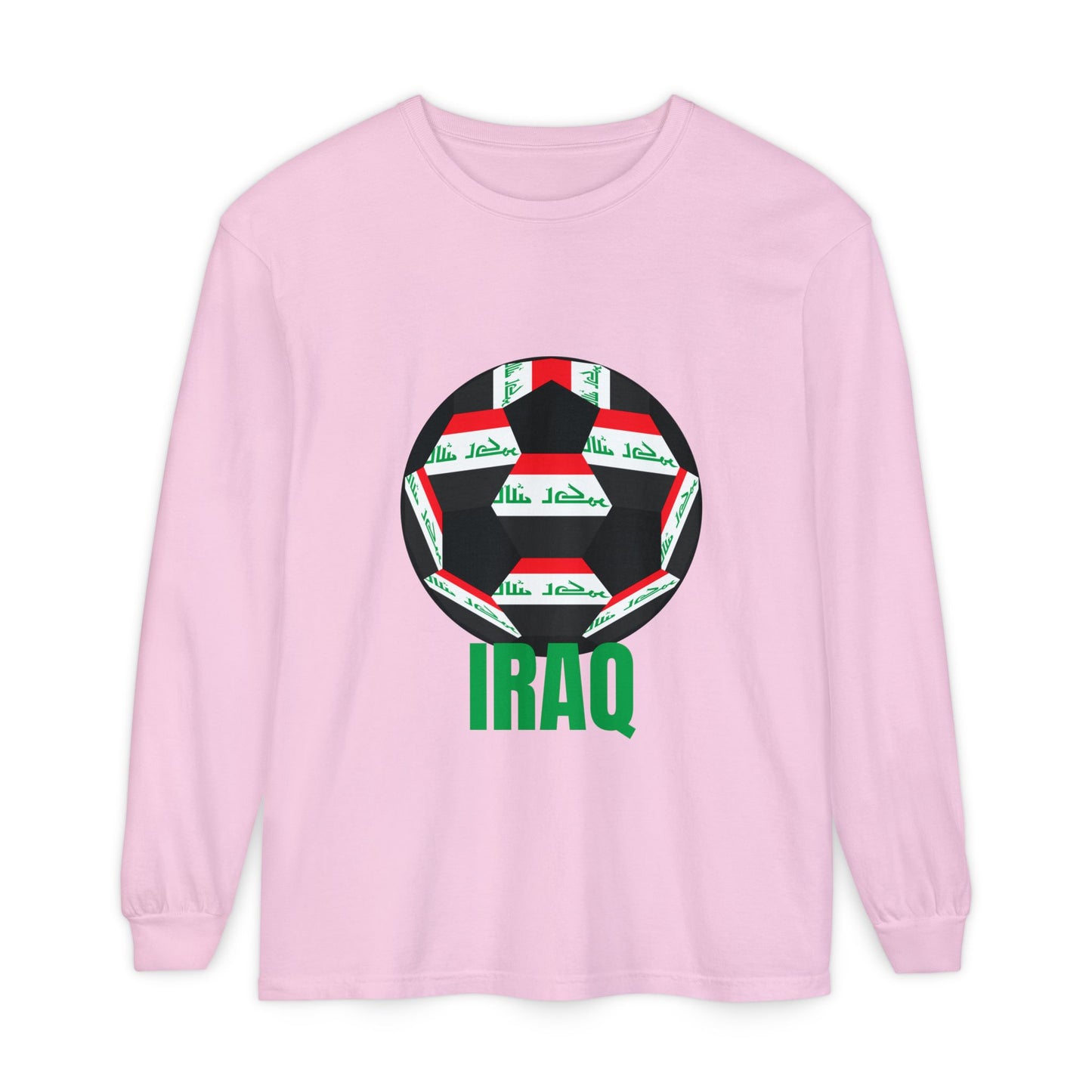 Iraq Fan Specialty Soccer Ball Design Long Sleeve Tee