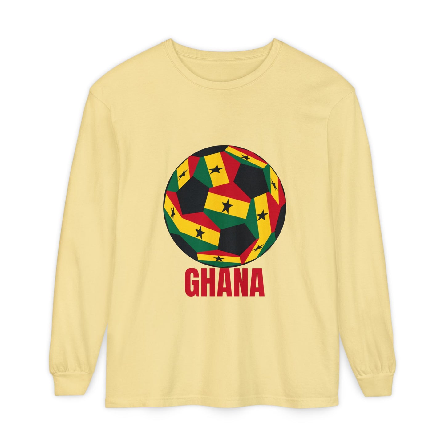 Ghana Fan Specialty Soccer Ball Design Long Sleeve Tee
