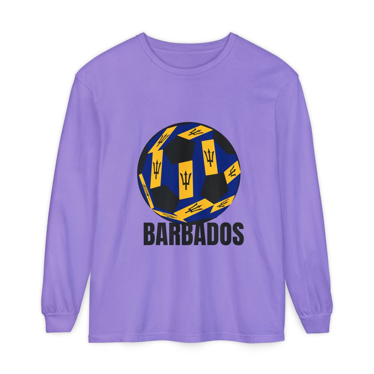 Barbados Fan Specialty Soccer Ball Design Long Sleeve Tee