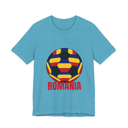 Romania Fan Specialty Soccer Ball Design T Shirt