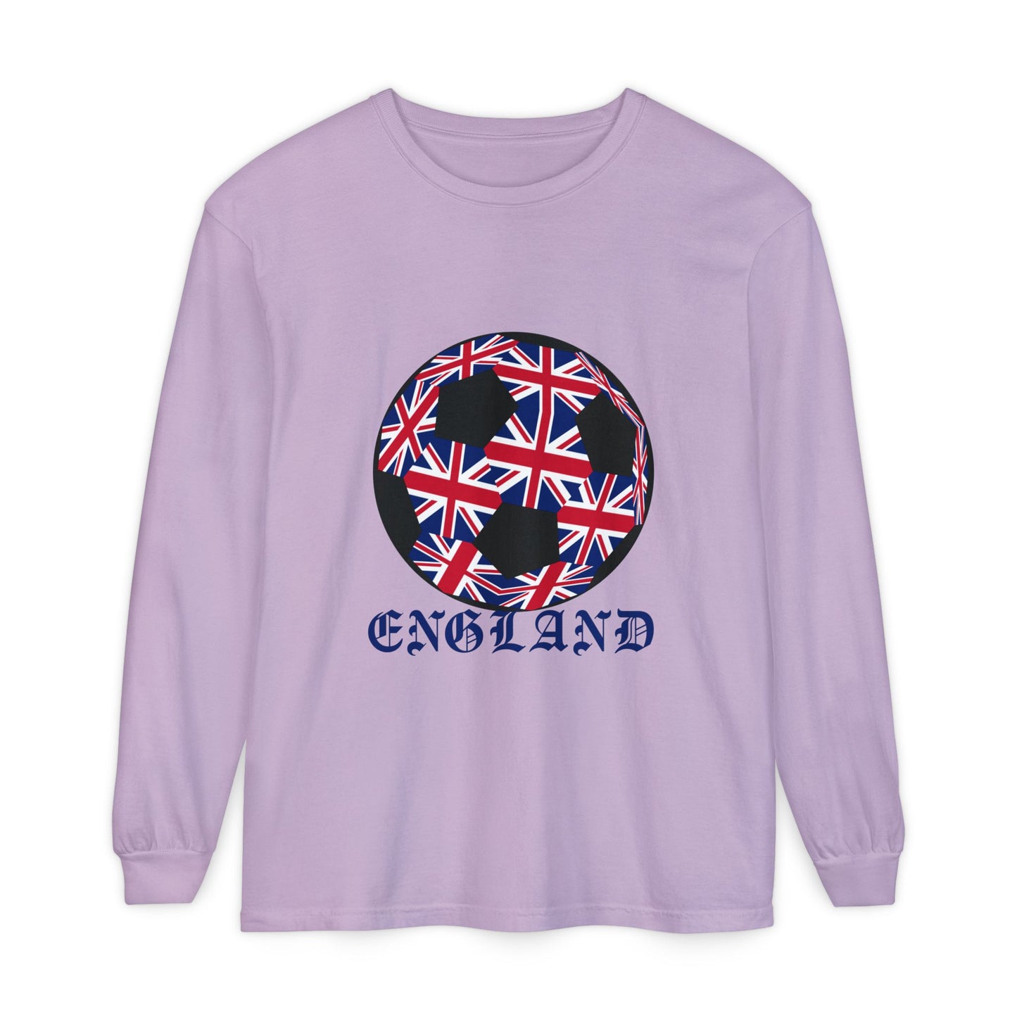 Old English Style Specialty Soccer Ball Design Long Sleeve Tee