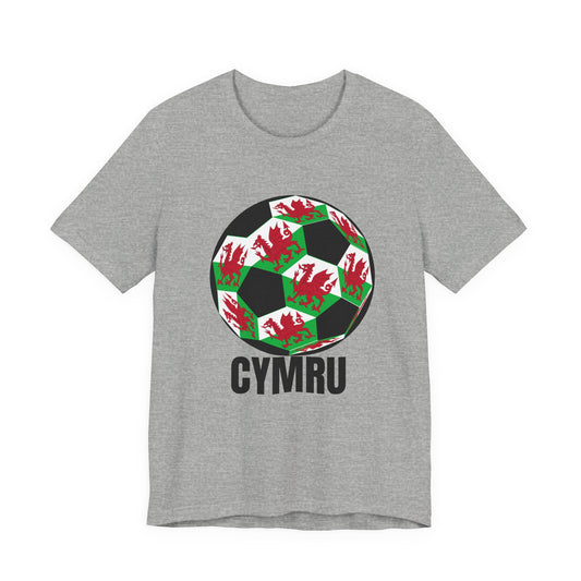 Cymru Fan Specialty Soccer Ball Design T Shirt Black Text