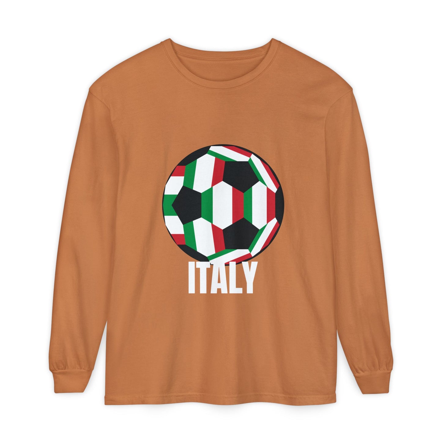 Italy Fan Specialty Soccer Ball Design Long Sleeve Tee