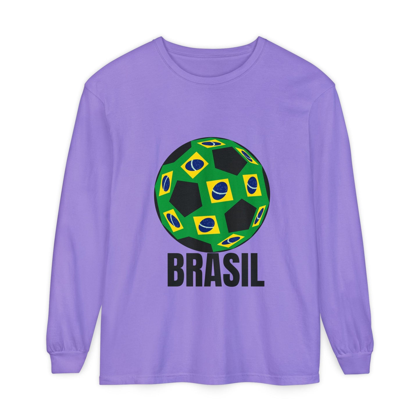 Brasil Fan Specialty Soccer Ball Design Long Sleeve T Shirt