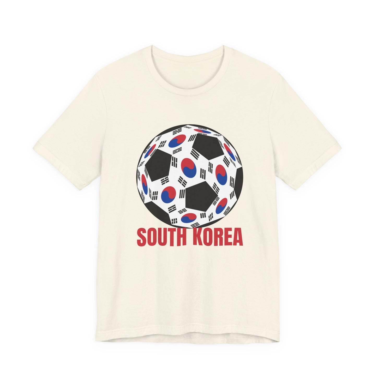 South Korea Fan Specialty Soccer Ball Design T Shirt Red Text