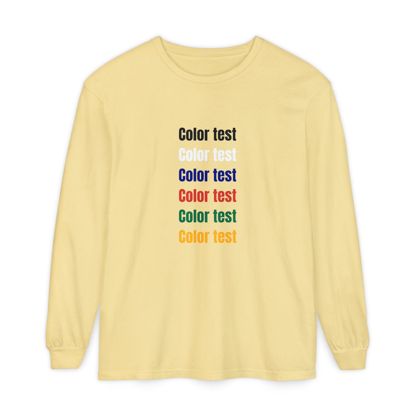 Long Sleeve T‑Shirt — Color testText Graphic