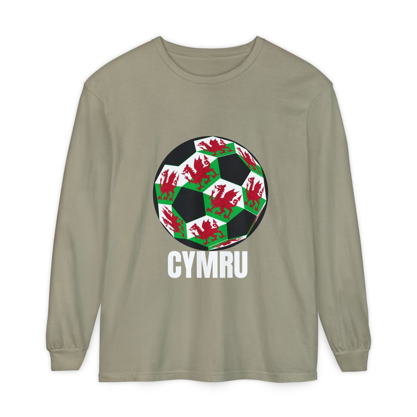 Cymru Fan Specialty Soccer Ball Design Long Sleeve T-Shirt