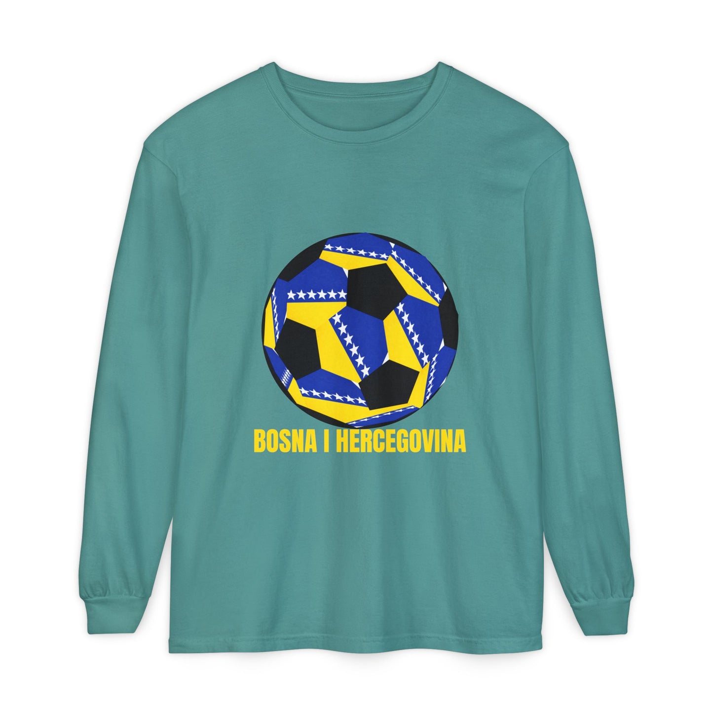 Bosnia Herzegovina Fan Specialty Soccer Ball Design  Long Sleeve Tee