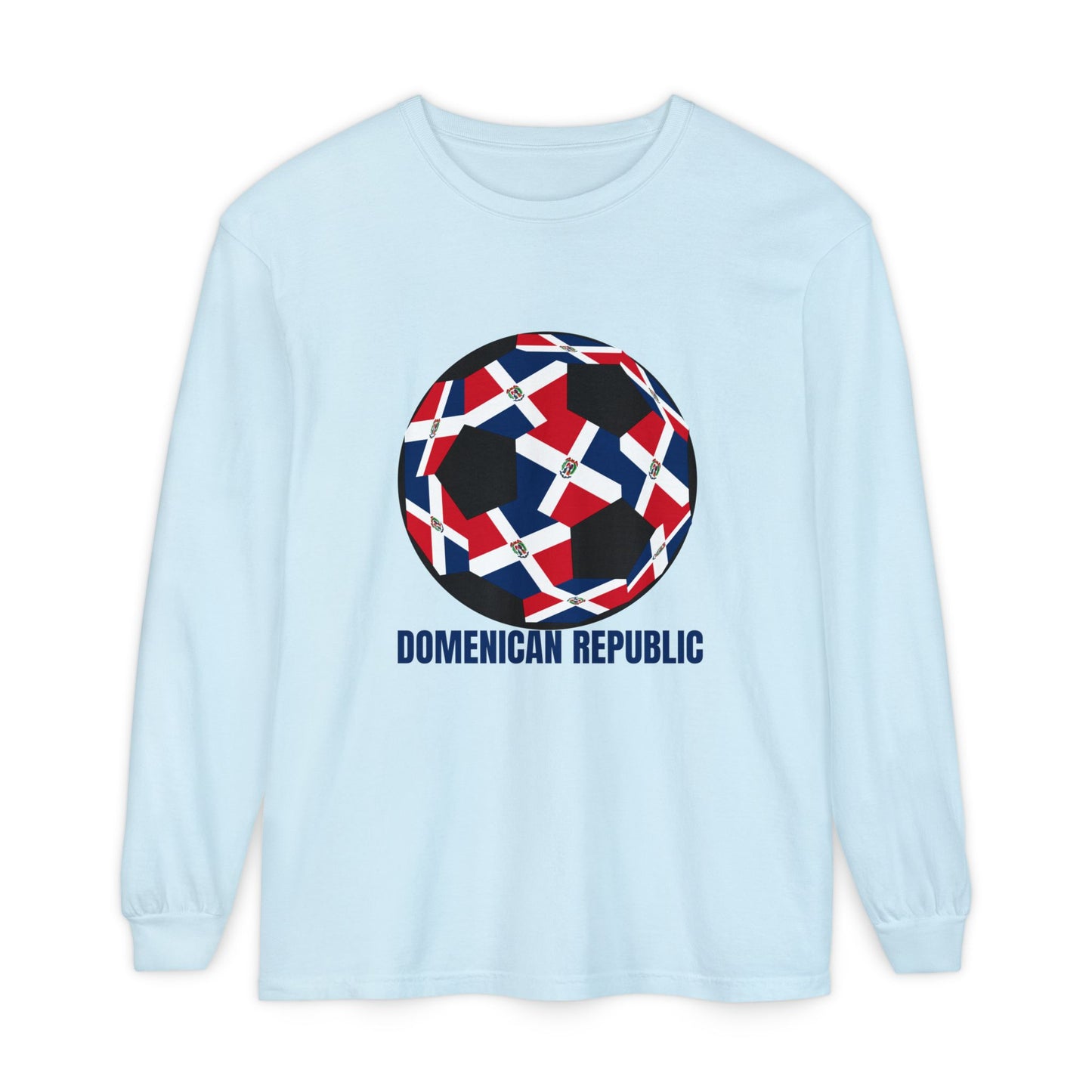 Domenican Republic Fan Specialty Soccer Ball Design Long Sleeve Tee