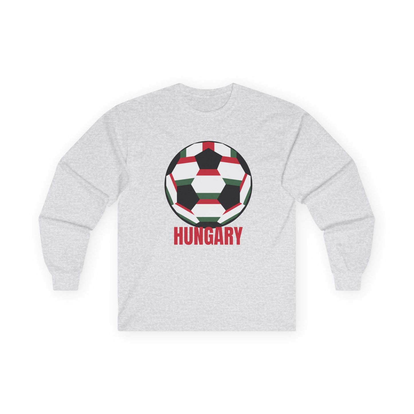 Fan Specialty Soccer Ball Design Long Sleeve T  Red Text